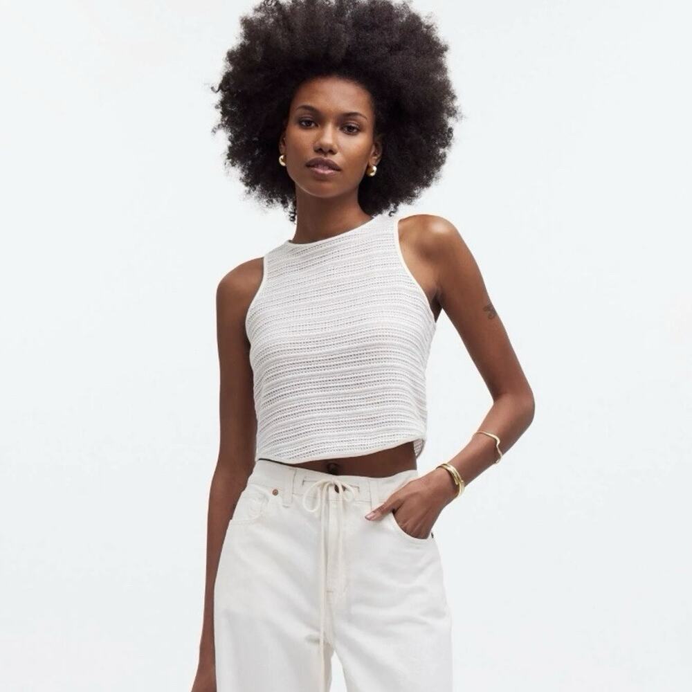 Madewell Ivory Crochet Knit Sleeveless Top XS